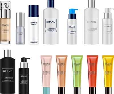 仿真皮透明瓶瓶裝化妝品霜用于護膚基礎產品包裝與金屬蓋背景說明